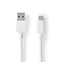 Nedis USB-Kabel | USB 3.2 Gen 1 | USB-A Male | USB Type-C™ Male | 5 Gbps | 60 W | Vernikkeld | 2.00 m | Rond | PVC | Doos 2.00 m Wit