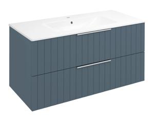 Sapho Cirasa badmeubel 100cm met blauw ribbelfront en witte wastafel