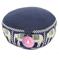 Meditatiekussen donkerblauw olifanten opdruk - Katoen - Boekweit - 33x17 - Donker blauw