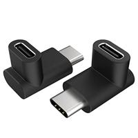 Akasa Rechtshoekige USB type-C mannelijke naar vrouwelijke adapter | USB 3.2 Gen 2 | 10 Gbps gegevensoverdracht | Ondersteuning snel opladen | Voor laptop, pc en USB C-apparaat | Zwart | 2 Pack | AK-CBUB63-KT02