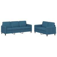 vidaXL 2-delige Loungeset fluweel blauw, fauteuil, bank, zitbank, 2-zitsbank, sofa, fauteuil stoel, 2 zits bank, twee zits bank, relaxfauteuil