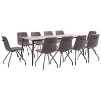 vidaXL 11-delige Eethoek kunstleer donkerbruin