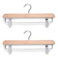 2x Luxe houten broekhangers/cliphangers kledinghangers 36 cm