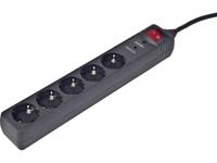 Gembird SPG5-C-10 Overspanningsveilige stekkerdoos 5-voudig Zwart Randaarde stekker 1 stuk(s)