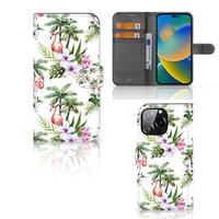 iPhone 14 Pro Max Telefoonhoesje met Pasjes Flamingo Palms