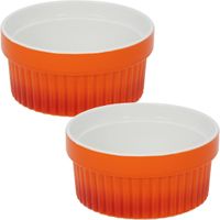 4x Creme brulee schaaltjes/bakjes oranje 11 cm van porselein