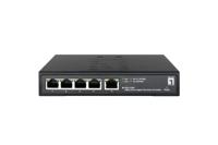 LevelOne GES-2105P Hilbert 5-Port Gigabit PoE Smart Lite Switch, 802.3at/af PoE, 4 PoE-uitgangen, 60 W PoE-prestatiebudget