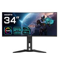 GIGABYTE MO34WQC 86,36cm 34Zoll OLED gaming monitor 3440x1440 WQHD 250 cd/m2 175Hz 2xHDMI 2.1 1xDP 1.4 1xUSB C