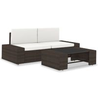 3-delige Loungeset poly rattan bruin