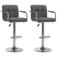 vidaXL Barstoelen 2 st stof lichtgrijs