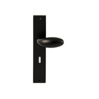 Hardbrass Knopkruk Golf op rechthoekig langschild sleutelgat 72mm - zwart