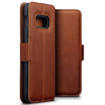 Qubits - lederen slim folio wallet hoes - Samsung Galaxy S10e - Cognac