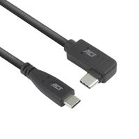 ACT AC7408 USB C hoekkabel 3 m, PD 60 W USB C hoekstekker 90 graden, rechts naar links/rechts, 10 Gbps gegevenssnelheid, videoresolutie 4K @60Hz USB Type C videokabel, datakabel, oplaadkabel