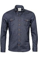 Giordano Modern Fit Overshirt blauw, Effen - thumbnail