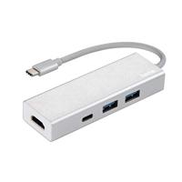 Hama USB 3.1 Type-C Hub, 3-voudig, met HDMI-poort (2x USB-A, 1x USB-C, 5 Gbit/s Super-Speed, 4K Ultra HD, voor PC/Mac/Laptop/Tablet m. USB-C/Thunderbolt 3, aluminium) externe USB-verdeler,