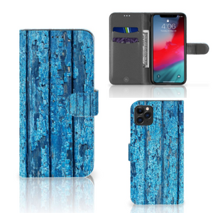 Apple iPhone 11 Pro Max Book Style Case Wood Blue