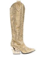 Philipp Plein bottes Strass Cow Boy - Or - thumbnail