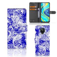 Telefoonhoesje met Naam Xiaomi Redmi Note 9 Pro | Note 9S Angel Skull Blauw