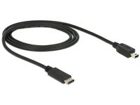 DeLOCK 83603 USB-kabel USB 2.0 1 m USB C Mini-USB B Zwart - thumbnail