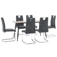 vidaXL 7-delige Eethoek kunstleer zwart