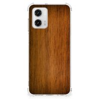 Motorola Moto G73 Stevig Telefoonhoesje Donker Hout - thumbnail