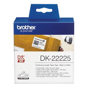 Brother DK-22225 Rol met etiketten 38 mm x 30.48 m Papier Wit 1 stuk(s) Permanent hechtend DK22225 Universele etiketten