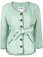 CHANEL Pre-Owned veste boutonnée en tweed - Vert - thumbnail