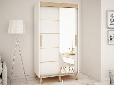 Kast SKANDYSHOP 2 schuifdeuren 120 cm wit/sonoma met spiegel