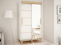 Kast SKANDYSHOP 2 schuifdeuren 120 cm wit/sonoma met spiegel