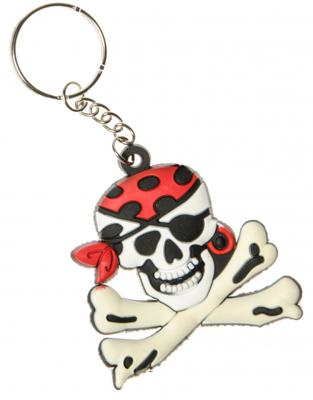 LG Imports sleutelhanger piraat jongens 5,5 cm wit/zwart/rood