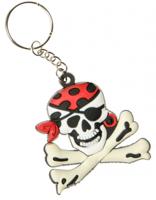 LG Imports sleutelhanger piraat jongens 5,5 cm wit/zwart/rood