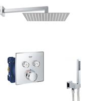 Grohe Grohtherm SmartControl inbouw regendouche vierkant wandarm 30cm kop