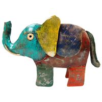 Metalen Olifant Safari Antiek Multicolor (22 x 15 cm) - thumbnail