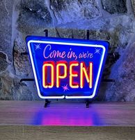 Come In We&apos;re Open Neon Verlichting 40 x 33 cm - Blauw