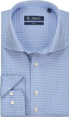 Sleeve7 Heren Overhemd Blauw Fijne Ruit Poplin Slim Fit Sleeve7 Heren Overhemd Blauw Fijne Ruit Poplin Slim Fit