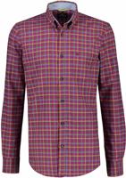 Lerros Heren Overhemd Paars Geruit Herringbone Button Down Modern Fit