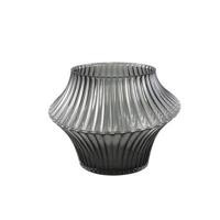 PTMD Yulaa Grey solid glass vase oblique shape S