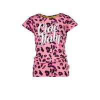 Vingino T-shirt Hilla met all over print neon roze/paars