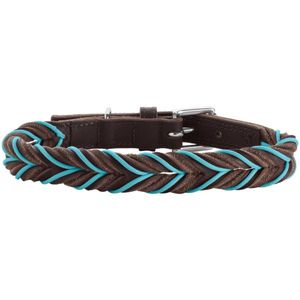 Hunter Solid Education Bruin, Turkoois Leer M-L Hond Standaard halsband