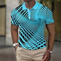 Voor heren POLO Shirt Wafel poloshirt Revers polo Polo's met knopen Golfshirt 3D Print Grafische prints Strijkijzer Wit Geel Marine Blauw blauw Groen Buiten Straat Korte mouw Afdrukken Kleding Lightinthebox - thumbnail