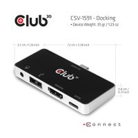 CLUB3D csv-1591 Docking USB 3.2 Gen 1 (3.1 Gen 1) Type-C Zwart, Chroom - thumbnail