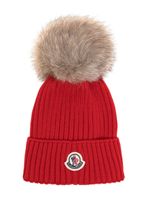 Moncler Enfant bonnet en laine à patch logo - Rouge