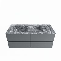 MONDIAZ VICA-DLUX 120cm badmeubel onderkast Plata 4 lades. Inbouw wastafel CLOUD dubbel zonder kraangat, kleur Lava.