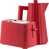 Alessi Broodrooster Plissé + Alessi Waterkoker Plissé 1.7 liter - Rood - Michele de Lucchi