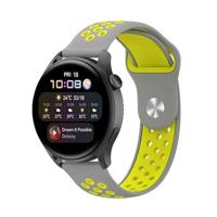 By Qubix - Compatible met Garmin Forerunner 255 - Sport Edition - Grijs + geel - Compatible Garmin bandje - Bandbreedte: 22mm