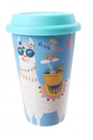 PMS mok met deksel lama blauw 400 ml