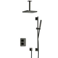 Hotbath Gal IBS40ABGP inbouwdouche met plafondbuis en glijstang geborsteld gunmetal PVD