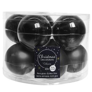 Kerstballen set - 10x stuks - zwart - glas - 6 cm - glans/mat - kerstversiering