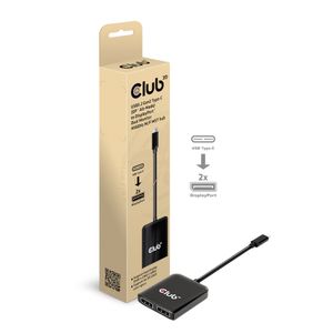 Club 3D USB 3.2 Gen2 type-C (DP Alt-Mode) naar DisplayPort Dual Monitor 4K60Hz M/F MST Hub displayport splitter