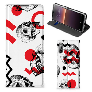 Mobiel BookCase Sony Xperia L4 Skull Red